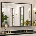 Keonjinn Modern Black Framed Bathroom Mirror for Stylish Decor