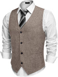 COOFANDY Men's Casual Business Vest Slim Fit Waistcoat - Smart Shoes
