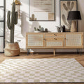 Checkered Plaid Area Rug 4x6 - Soft Faux Wool for Home Decor