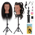 Mannequin Head Human Hair with Stand - Real Hair Practice Head