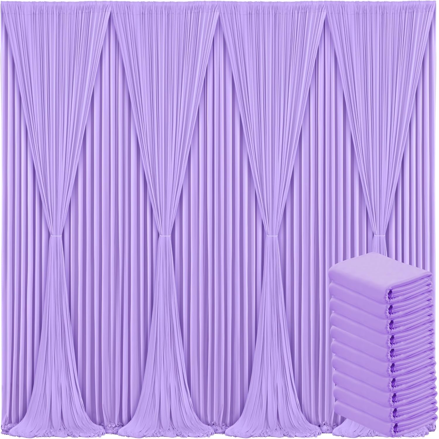 10 Panels Lavender Backdrop Curtain for Elegant Party Decor