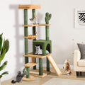 Tall Cactus Cat Tree Tower 60in with Self-Grooming Brush - Multi-Level