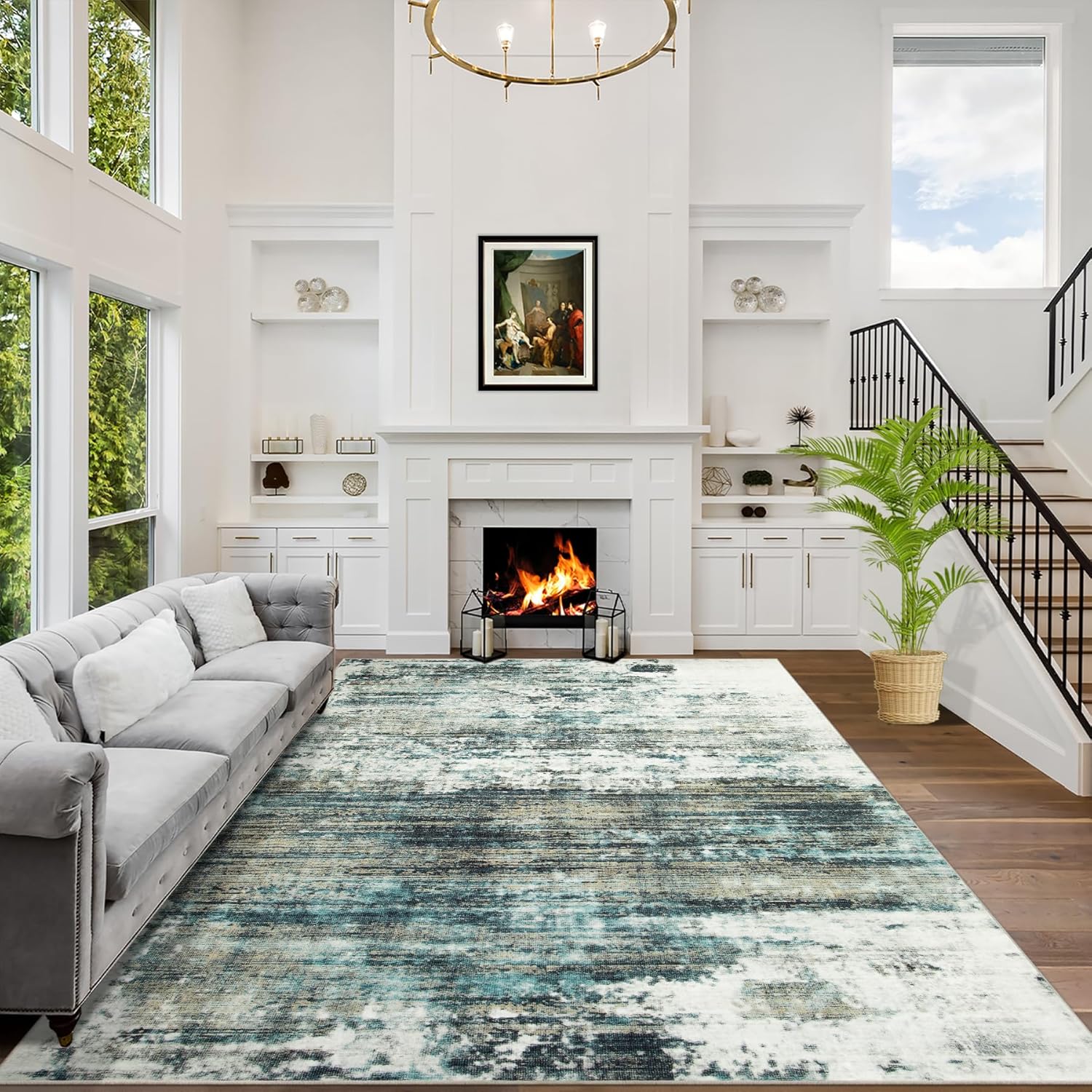 Gent drizz 8x10 Area Rugs: Soft Modern Abstract Design