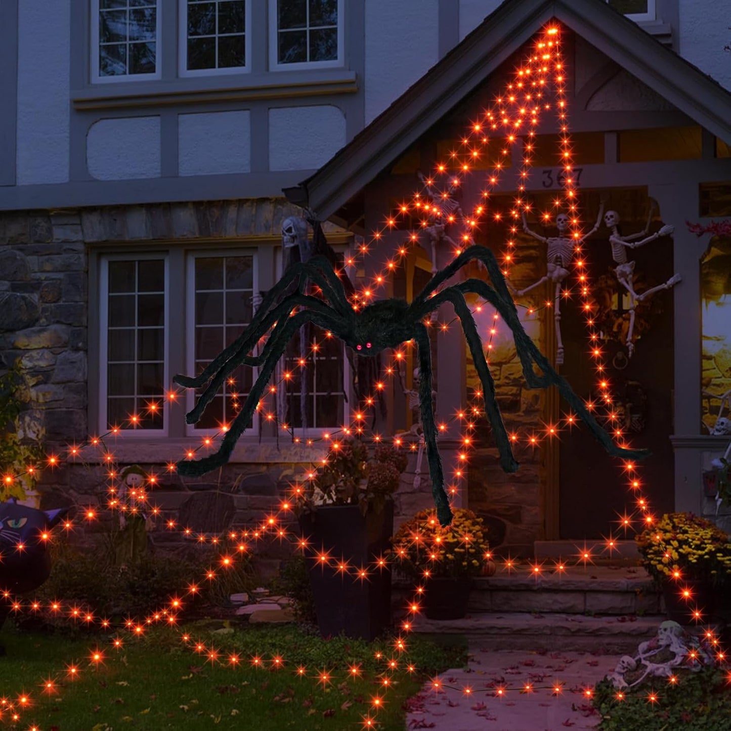 Giant Spider Web Lights for Halloween Decorations Outdoor Fun