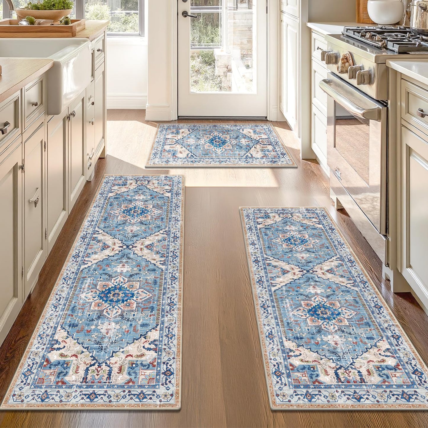 Boho Washable Kitchen Rugs Set of 3 for Stylish Home Decor