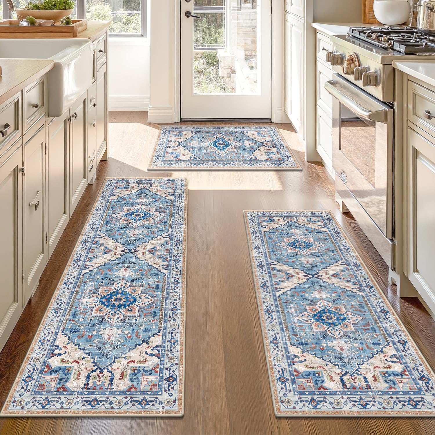 Boho Washable Kitchen Rugs Set of 3 for Stylish Home Decor