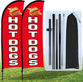 Hot Dogs Feather Flag Kit 7 x 5.4 ft - Complete 2-Flag Outdoor Sign