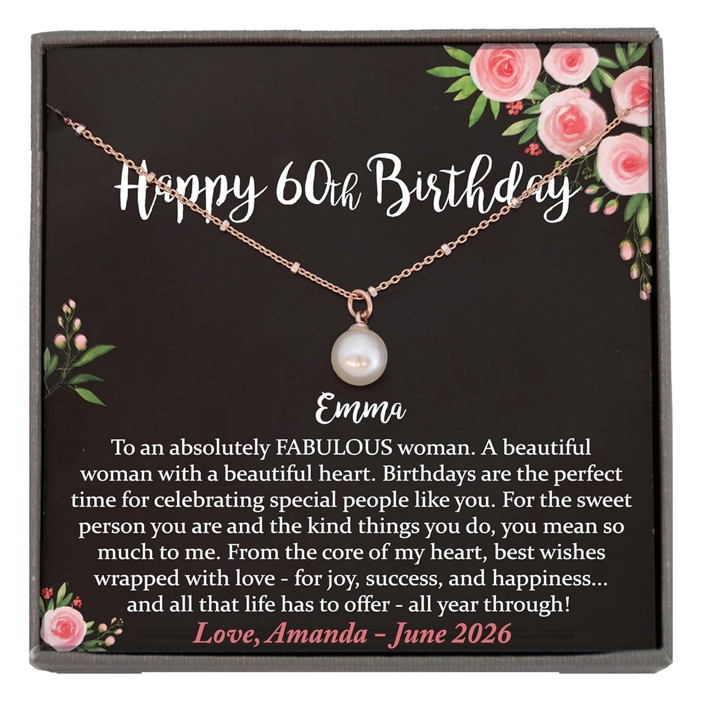 60th Birthday Gifts for Women with Meaningful Message Jewelry