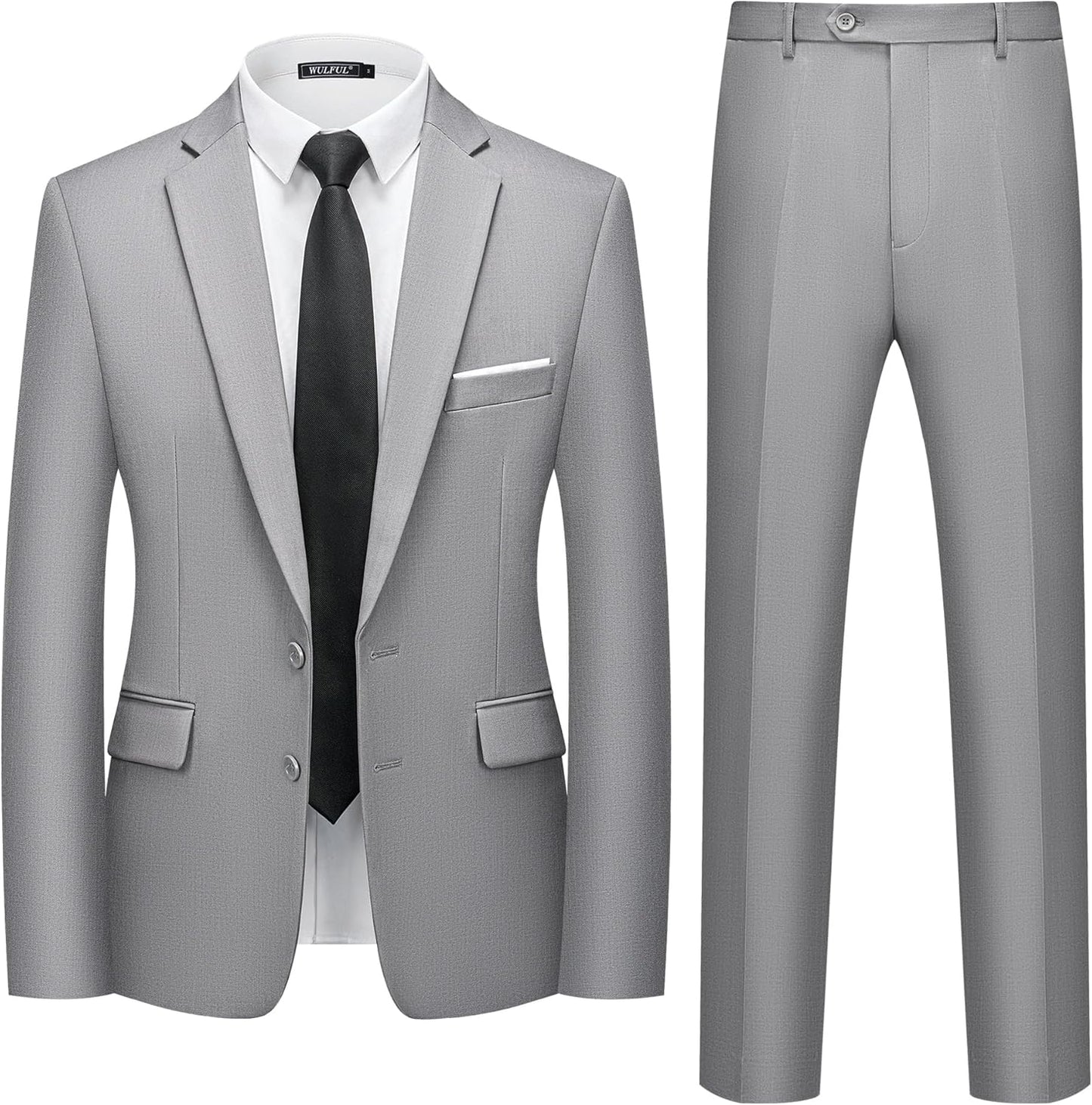 WULFUL Men's Slim Fit 2 Piece Suit for Weddings and Business Events