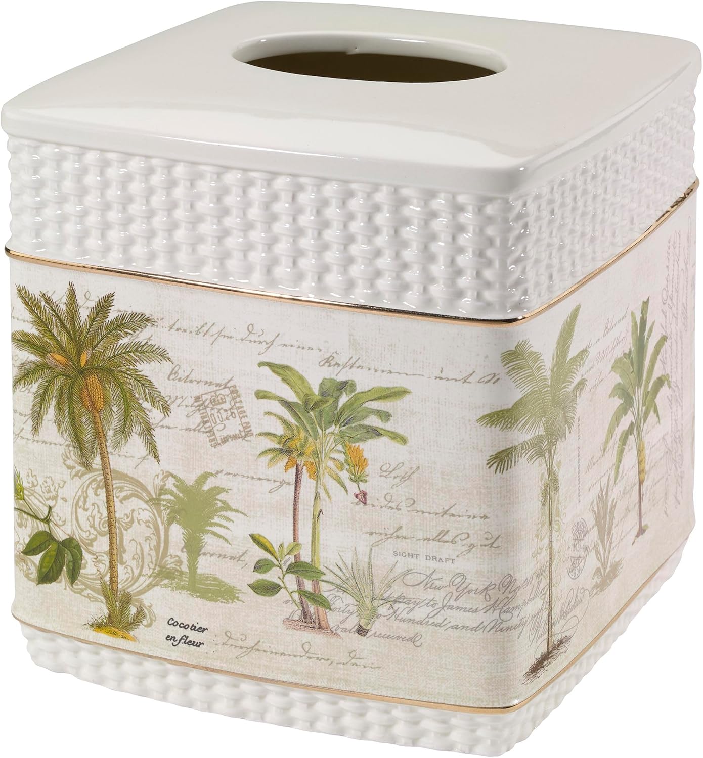 Colony Palm Tissue Box Cover - Tropical Bathroom Essentials