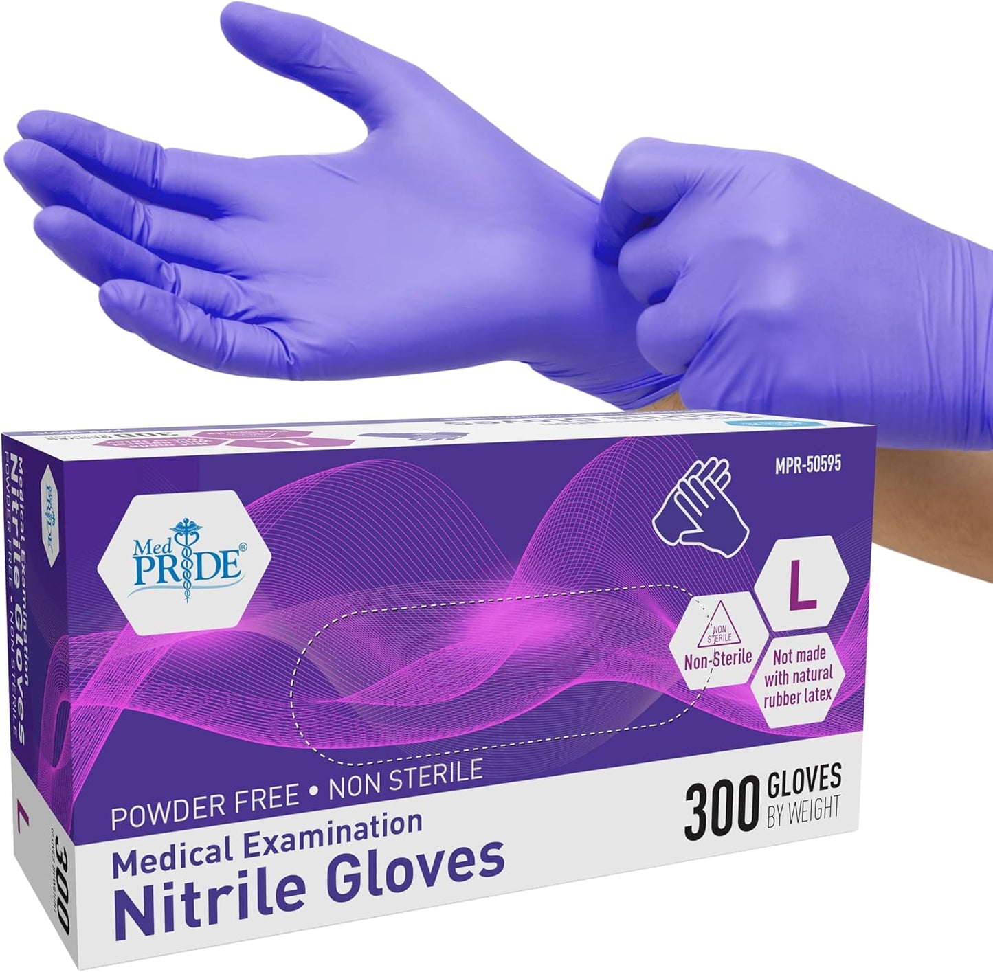 300 Count Heavy-Duty Nitrile Gloves by MED PRIDE