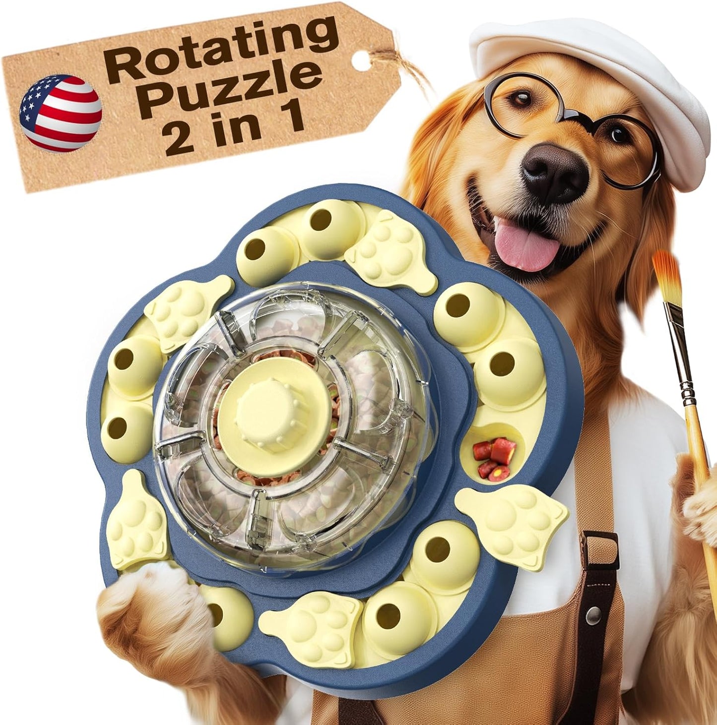 KADTC Spinning Dog Puzzle Toy for All Sizes - 3 Levels of Fun