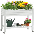 3.6x1.5x2.8 ft Elevated Garden Bed with Wheels - Grayish-White