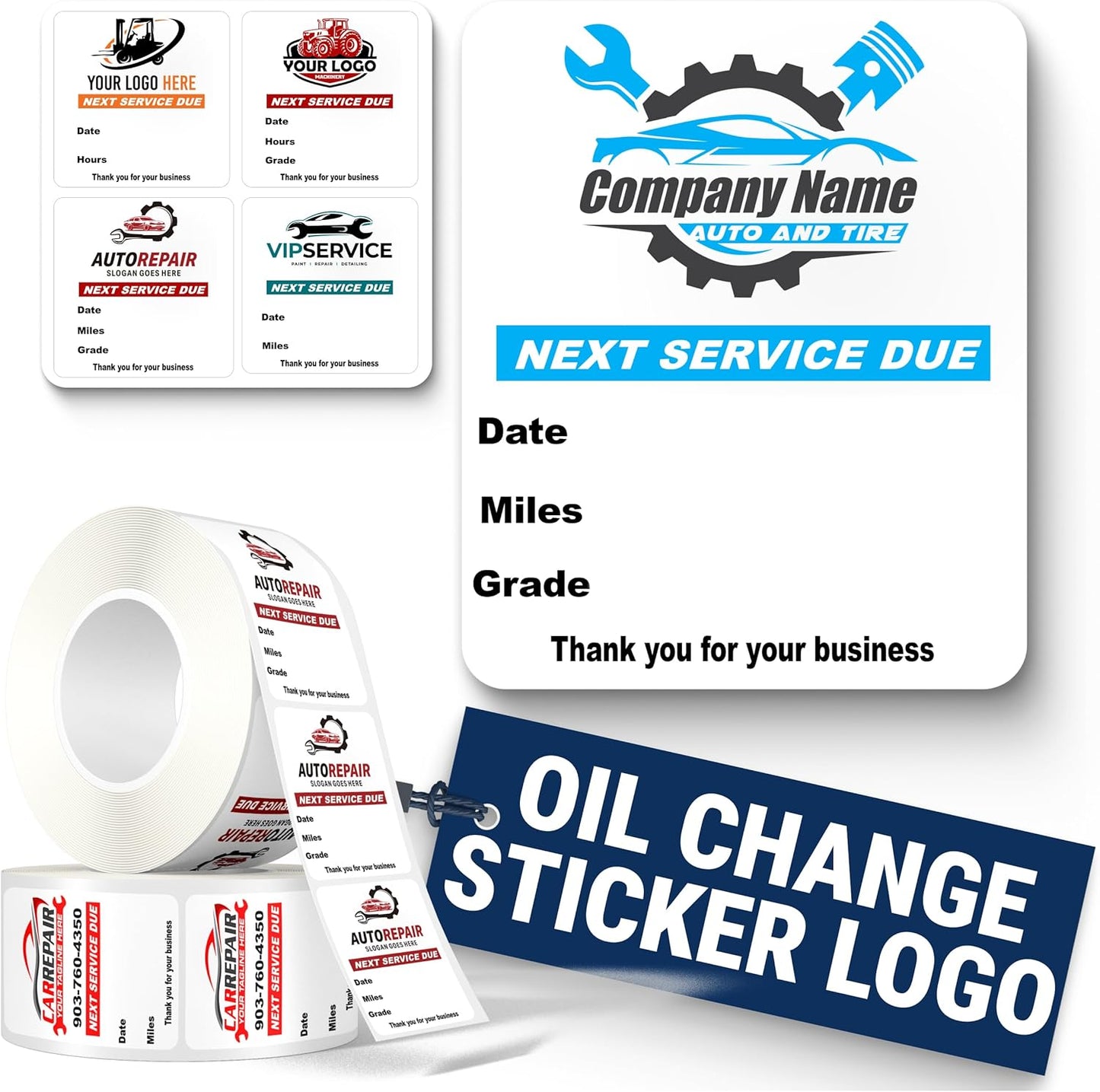 Custom Oil Change Stickers for Windshields - Durable & Easy to Use