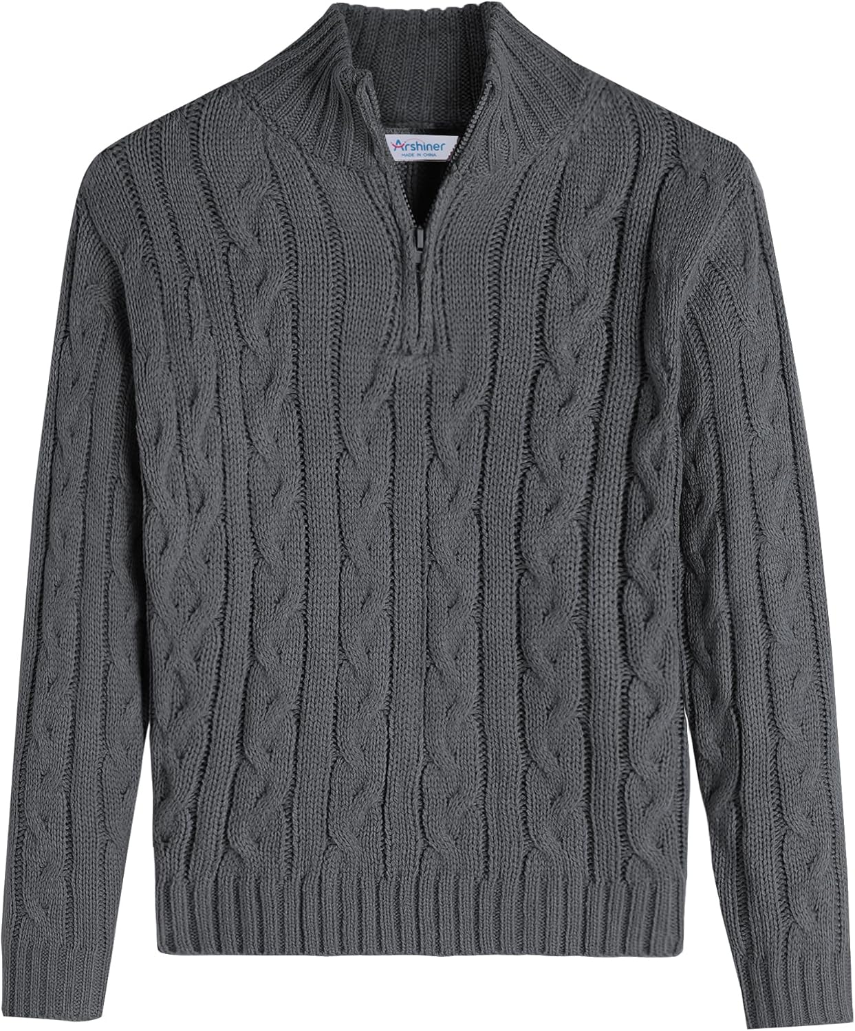 Arshiner Boy's Cable Knitted Sweater Half Zip for Kids 2-11