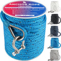 Anchor Rope 100 ft x 1/2 in Blue - Double Braided Anchor Line