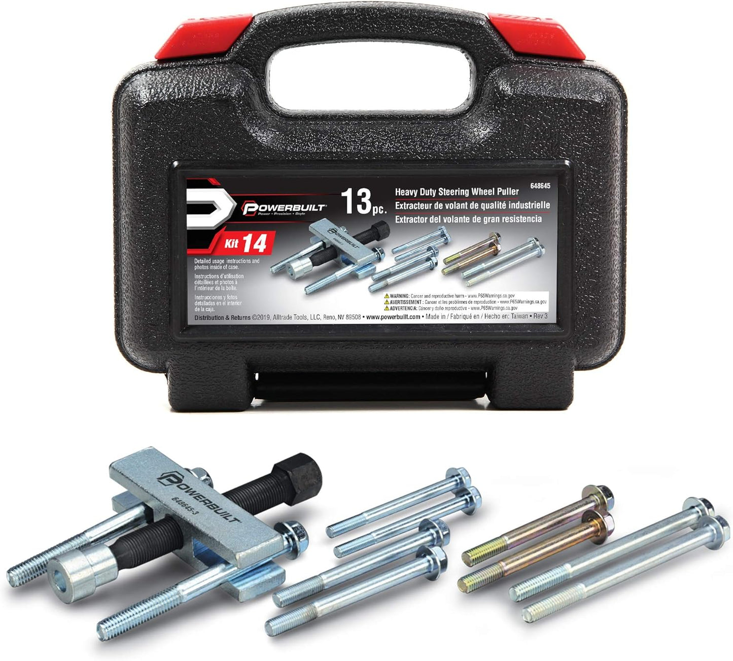 Powerbuilt Heavy Duty Steering Wheel Puller Tool Set for Vehicles
