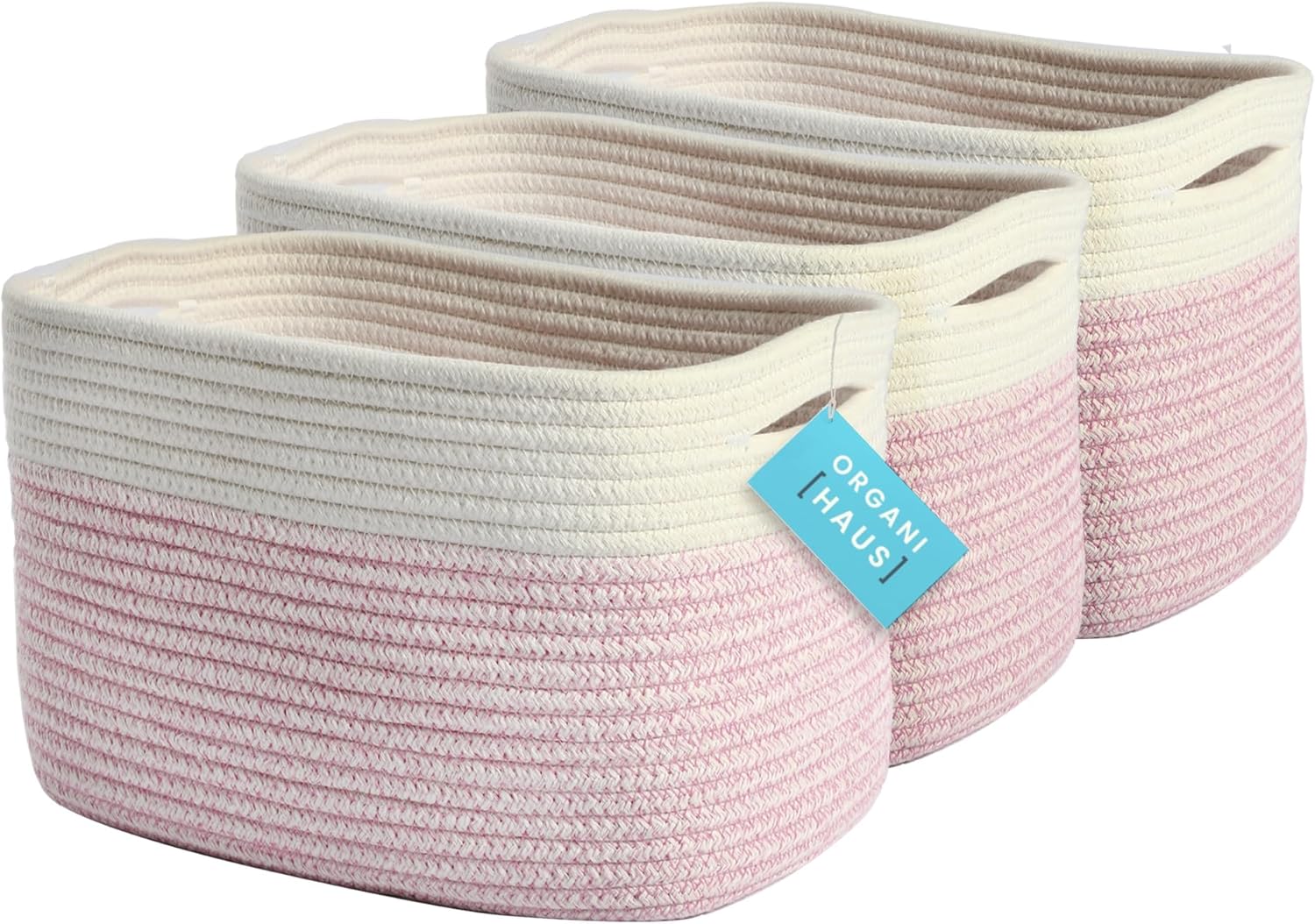 OrganiHaus Set of 3 Woven Storage Baskets for Home Organization