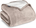 Sherpa Fleece Blanket Twin/Twin XL - Light Taupe, Reversible Comfort