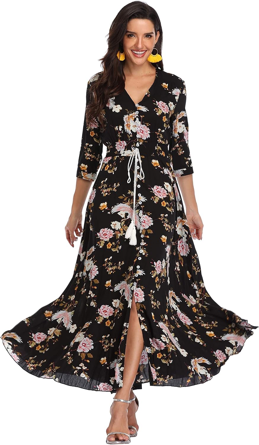 Floral Print Maxi Dress for Women - Bohemian Beach Party Style