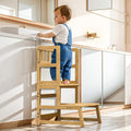 Toddler Kitchen Stool Helper Step Stool with Side Guard - Natural