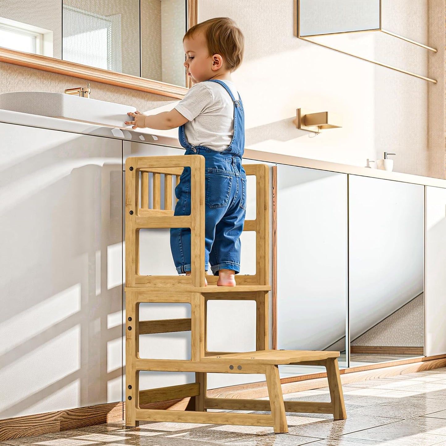 COSYLAND Toddler Kitchen Stool Helper for Safe Exploration