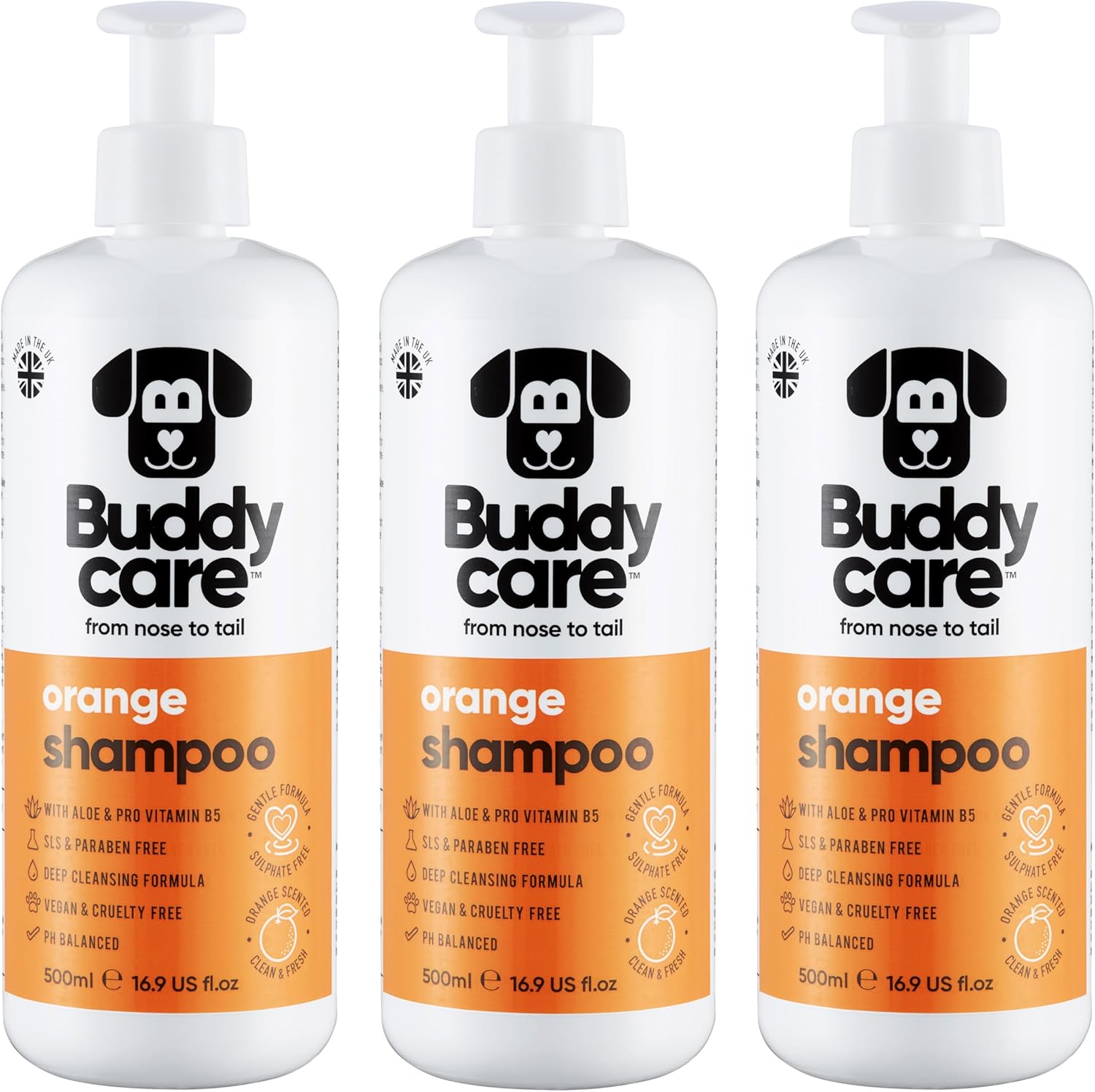 Orange Dog Shampoo with Aloe Vera and Pro Vitamin B5 for Dogs