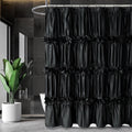 Black Ruffle Shower Curtain - Vintage Handcrafted Ruched Satin Bath