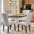 Upholstered Parsons Dining Chairs Set of 4 - Light Grey, Nailhead Trim