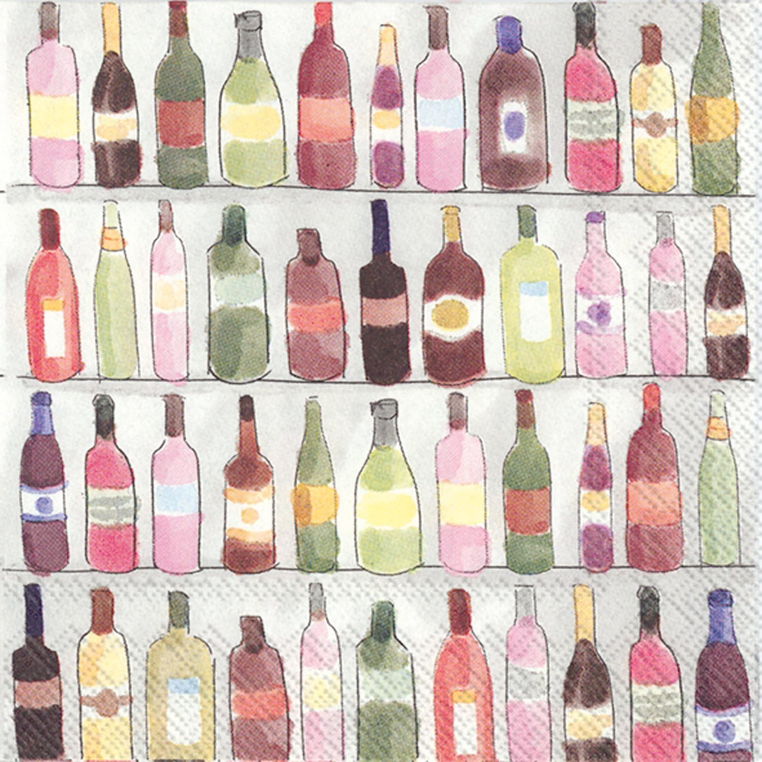 Wine Shelves Cocktail Napkins, 20-Count, 3-Ply Paper by Boston Intl.