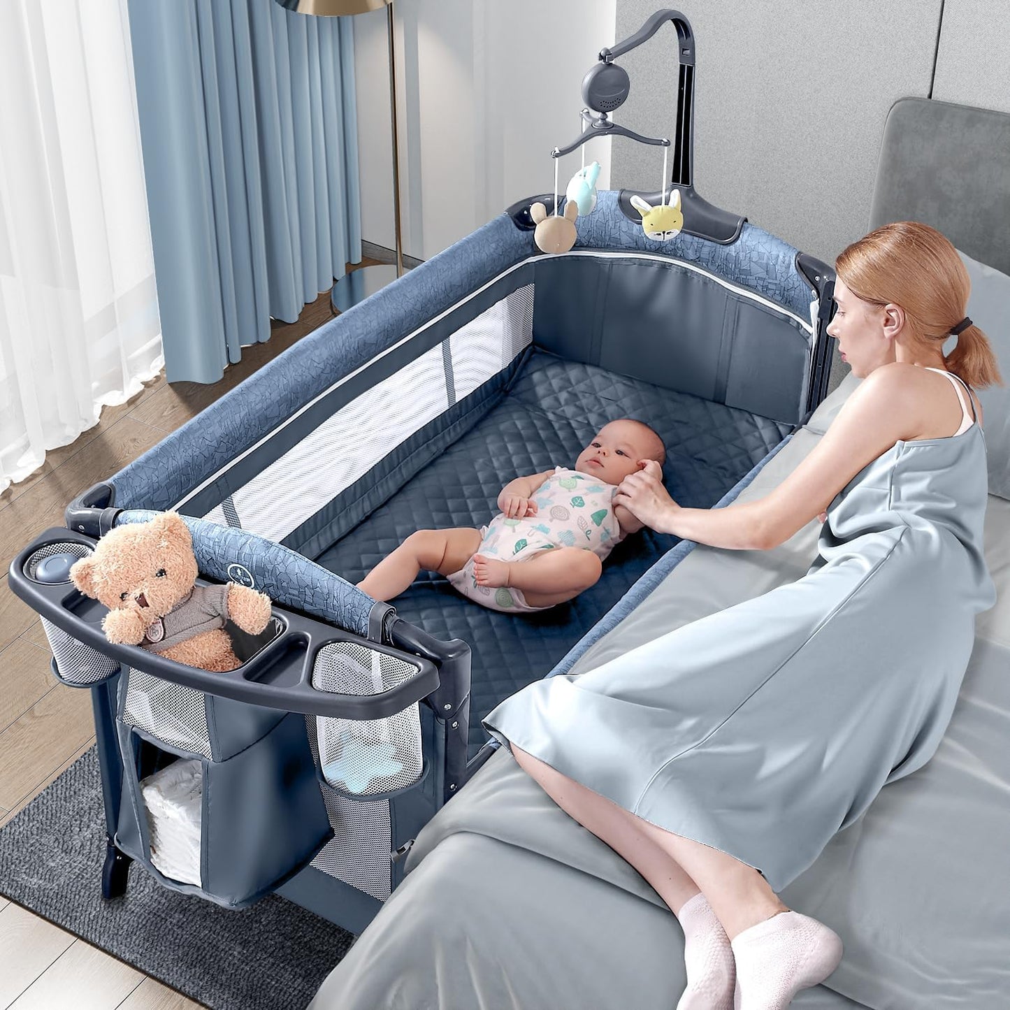 BabyBond Baby Bassinet Bedside Crib: 5-in-1 Portable Nursery