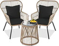 3-Piece Patio Conversation Bistro Set - Comfortable Wicker Seating