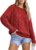 EVALESS Color Block Cable Knit Sweater - Cozy Fall Staple