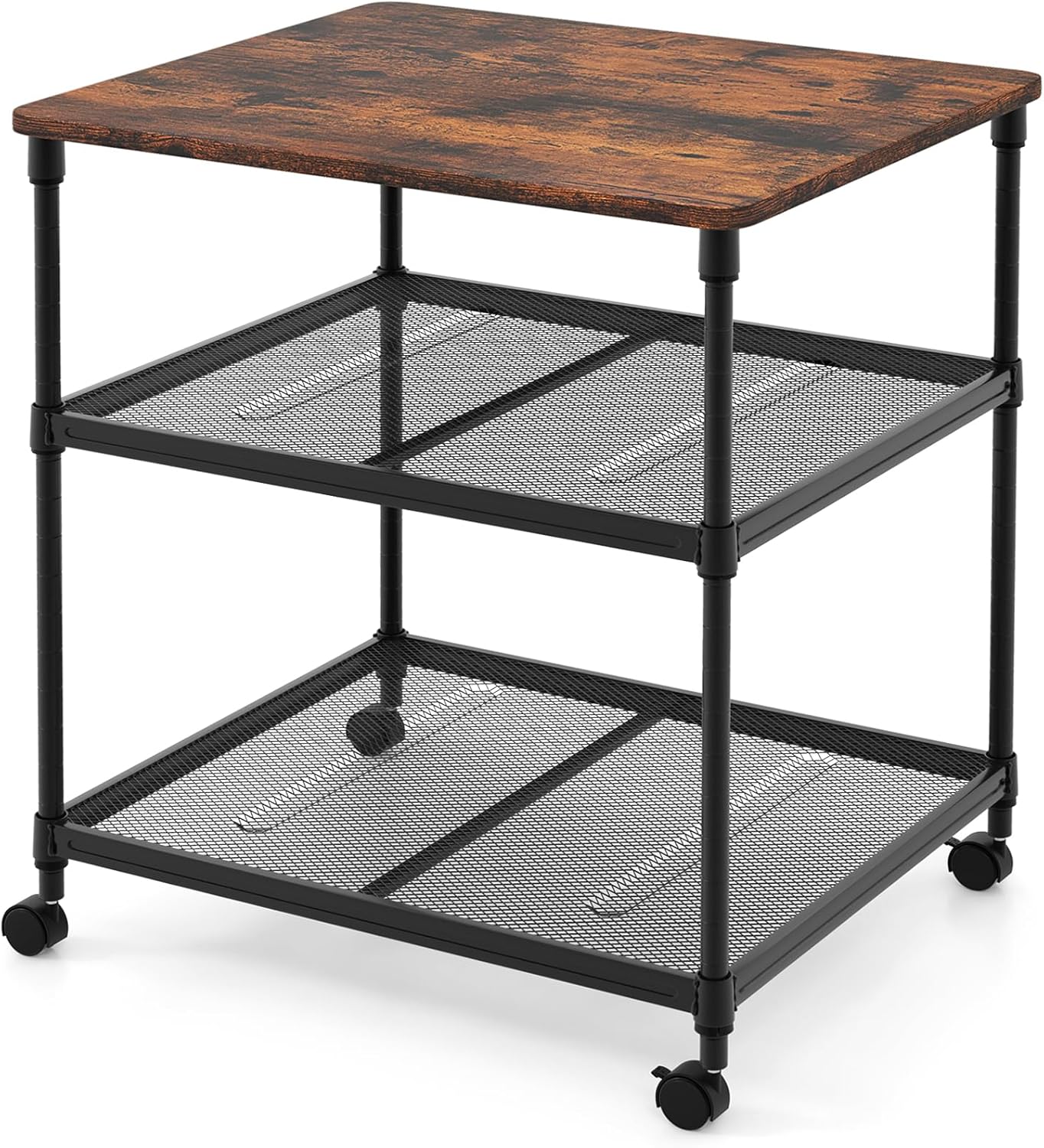 Mobile Printer Cart with Adjustable Shelves