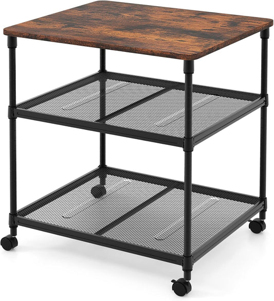 Mobile Printer Cart with Adjustable Shelves