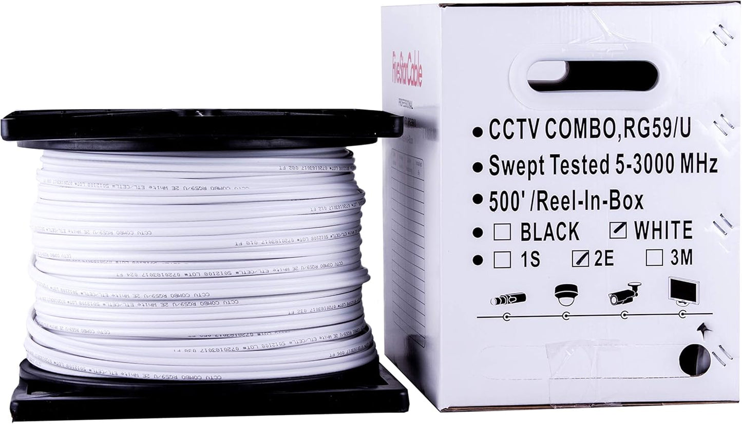 Five Star Cable 500 ft RG59 Siamese CCTV Combo Coaxial Cable