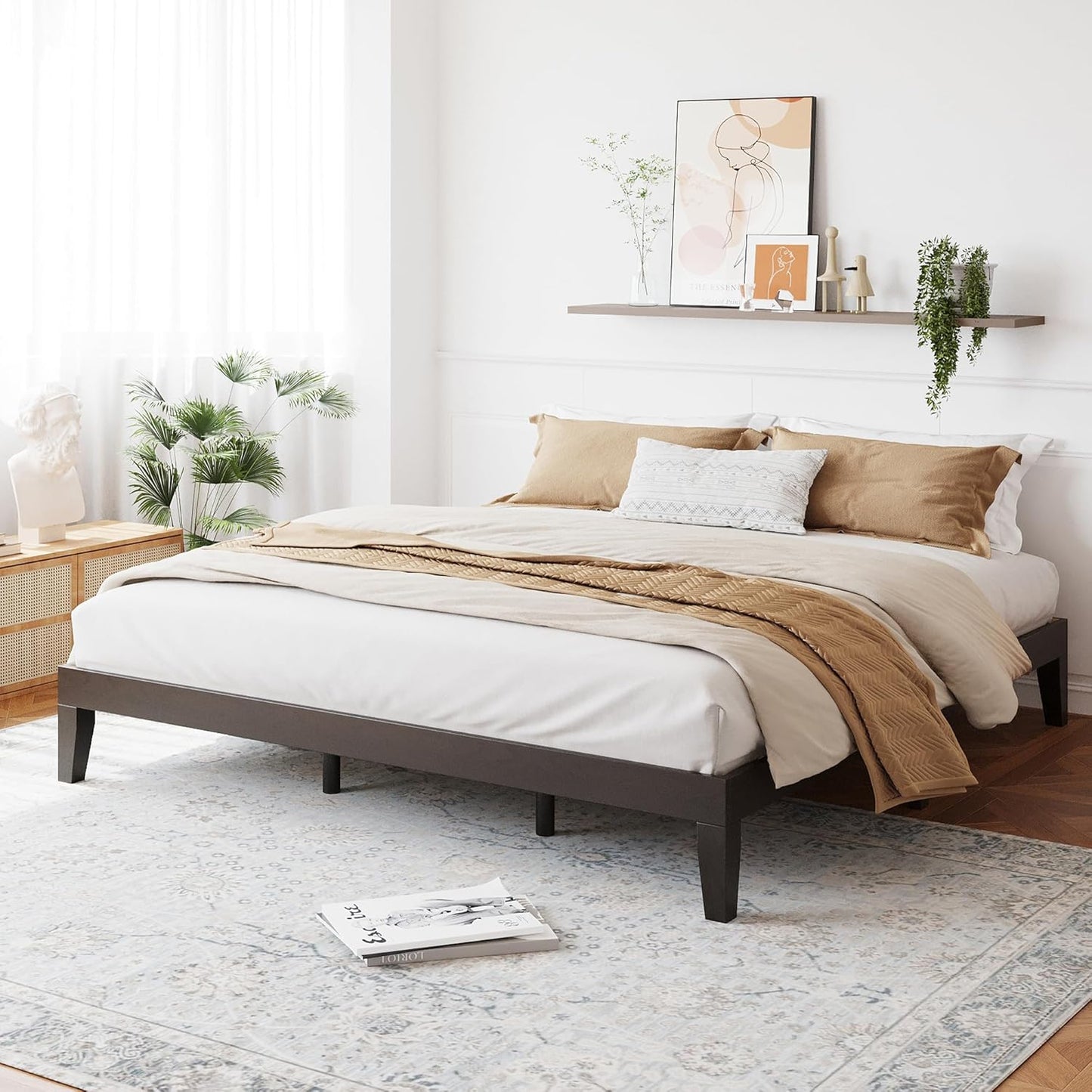 COLAMY 12 Inch Wood Platform Bed Frame for King Size Comfort