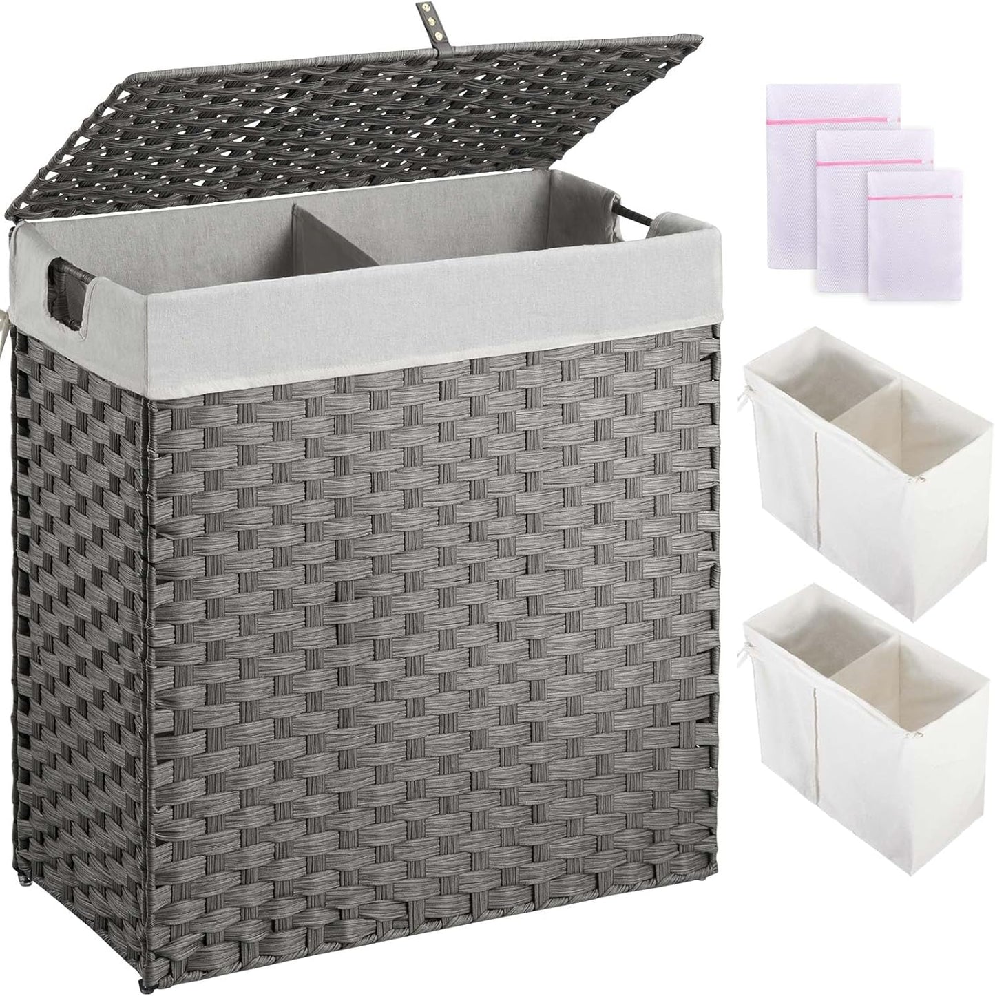 Greenstell Laundry Hamper with Lid, 110L Wicker Basket