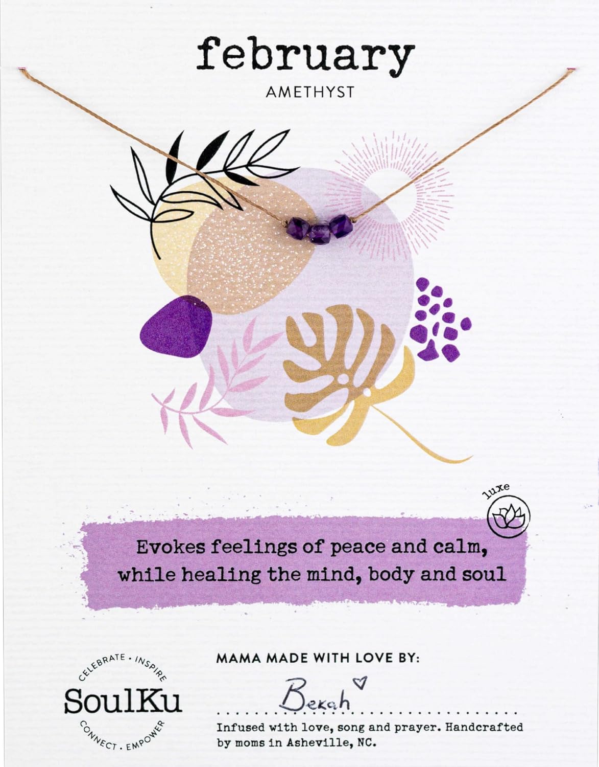 SoulKu Handcrafted Birthstone Necklace for Empowerment Jewelry