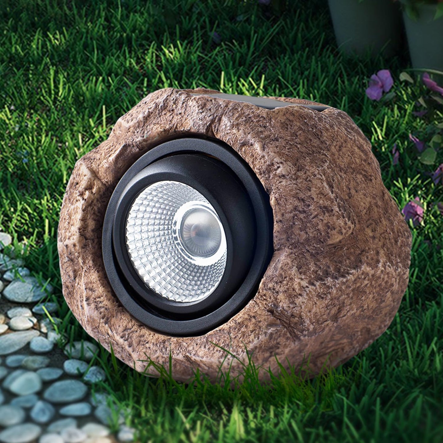 2 Pack Solar Rock Lights for Outdoor Garden Pathway Decor