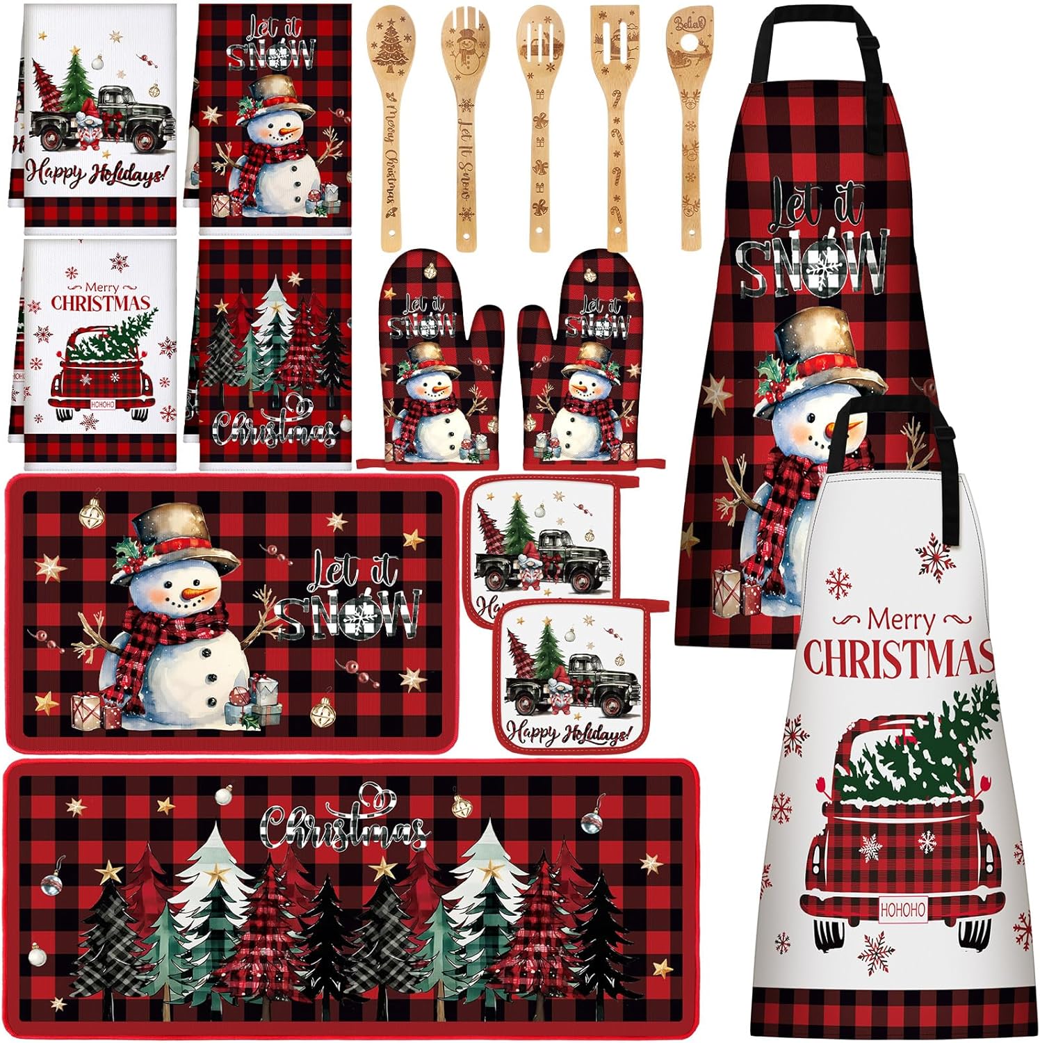 Christmas Kitchen Set with Rugs, Mitts, Towels, and Spoons