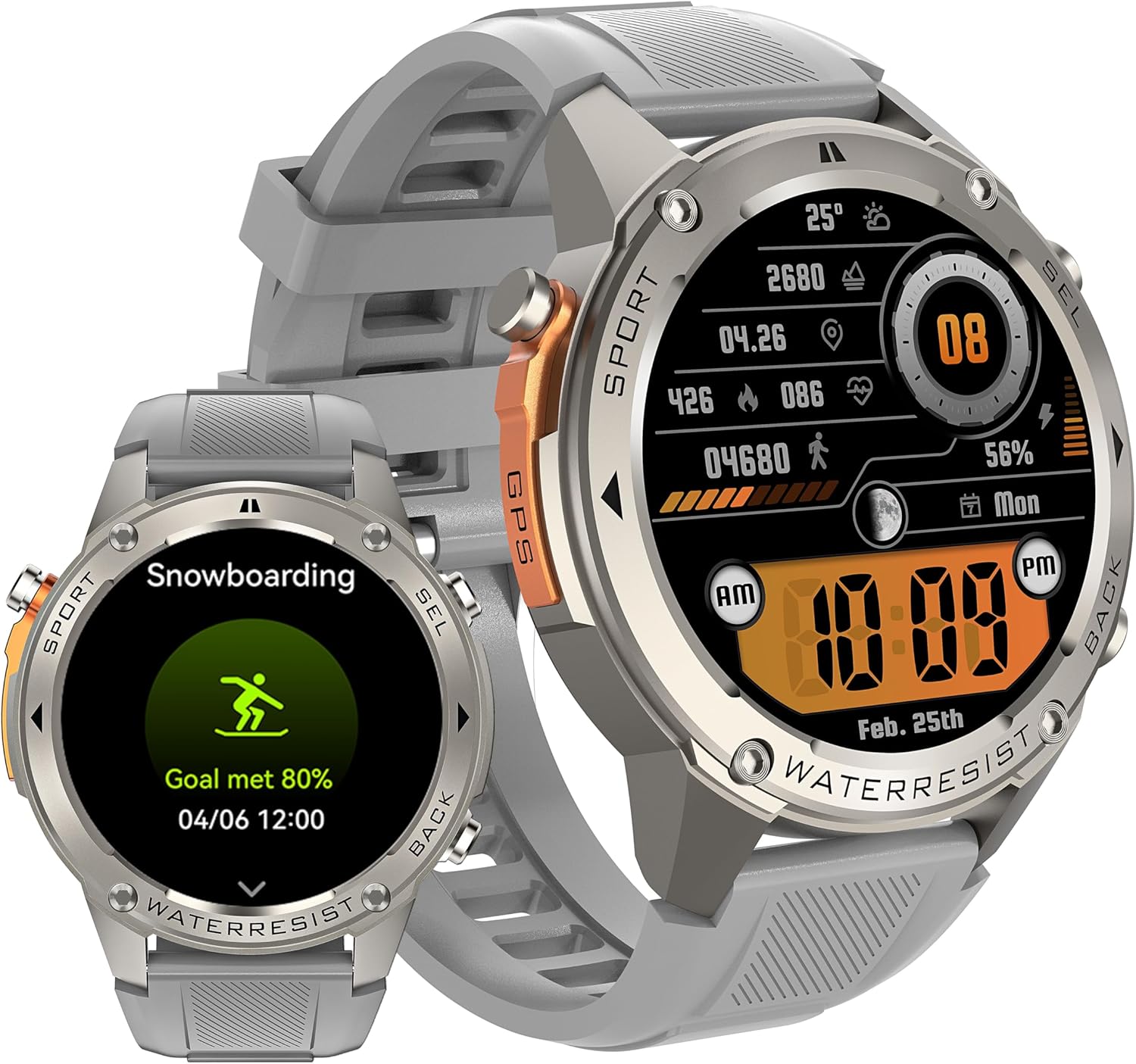 Military Smart Watch with GPS, AMOLED Screen, and 50M Waterproof