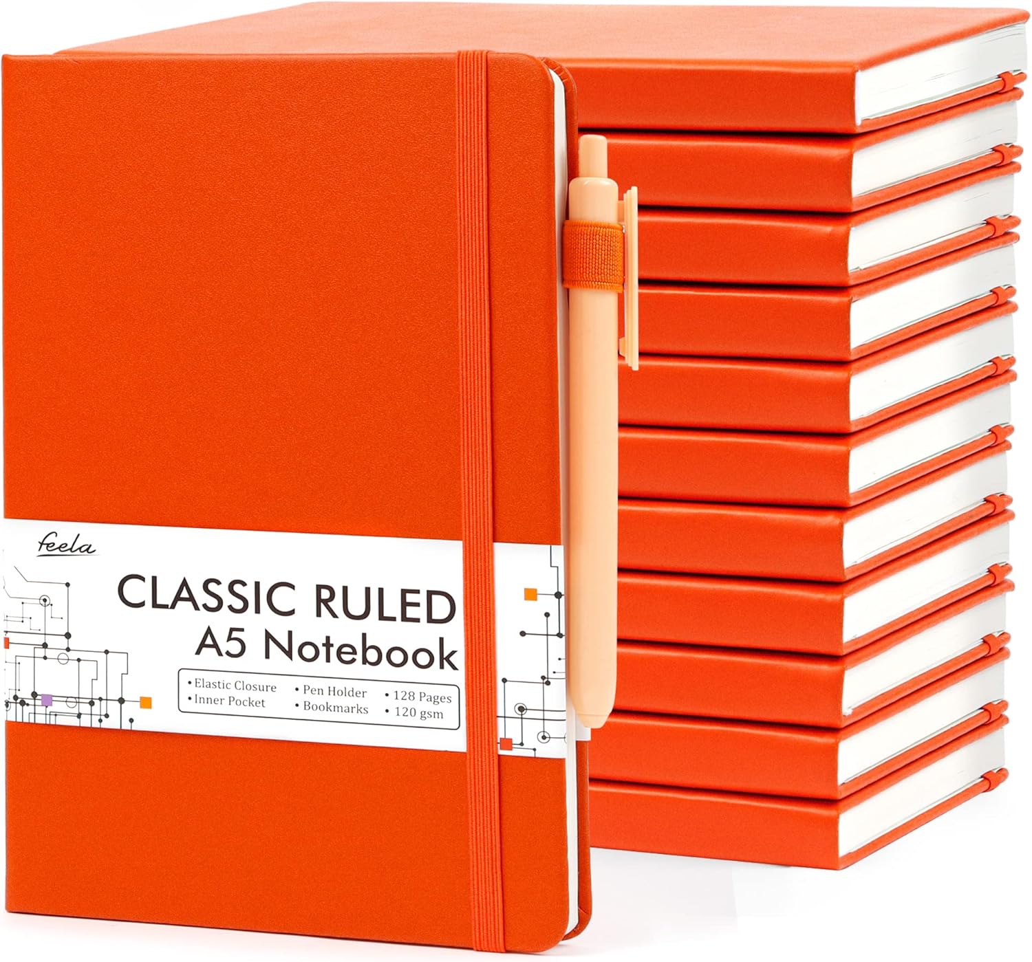 12 Pack Classic Ruled Notebooks with Pens for School and Work