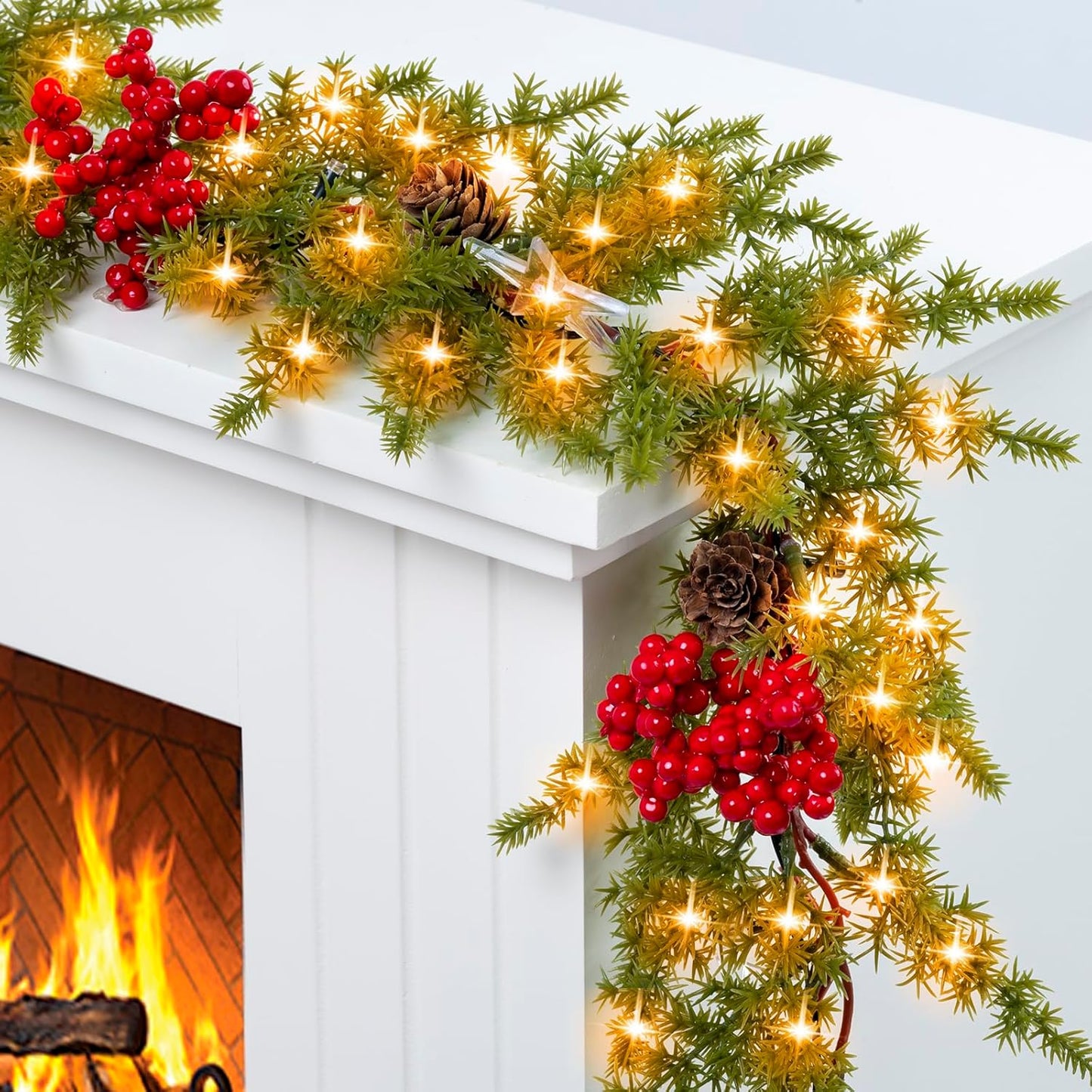 6.5FT Christmas Garland with Star Lights for Festive Decor