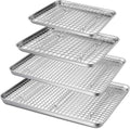 P&P CHEF 8-Piece Stainless Steel Baking Sheet and Rack Set - Durable