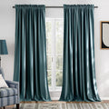 NICETOWN Greyish Blue Velvet Room Darkening Curtains - 90in Panels