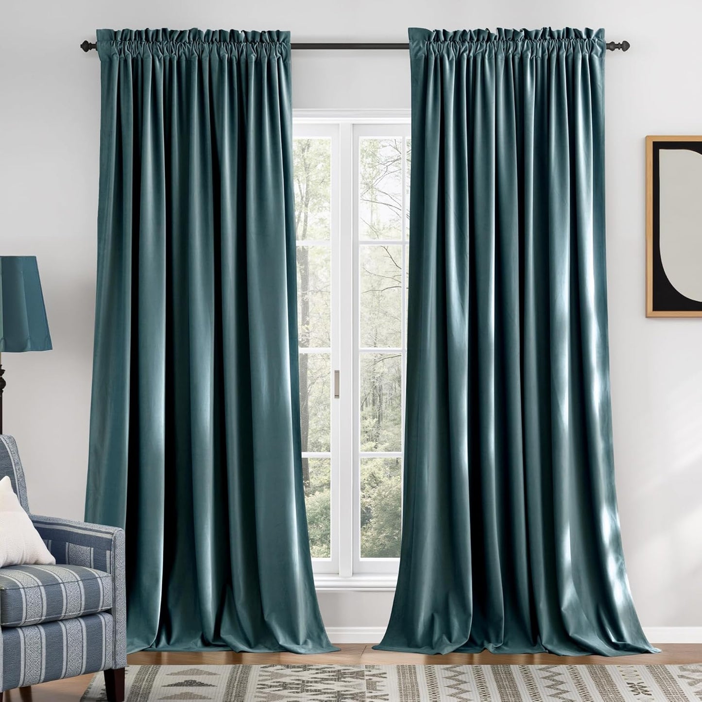 NICETOWN Greyish Blue Velvet Curtains for Room Darkening
