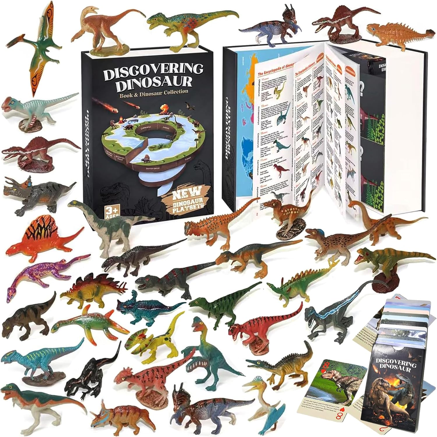 Dinosaur Toys for Kids 3-12 - 50 Realistic Figures & Cards