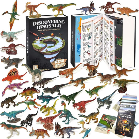 Dinosaur Toys for Kids 3-12 - 50 Realistic Figures & Cards