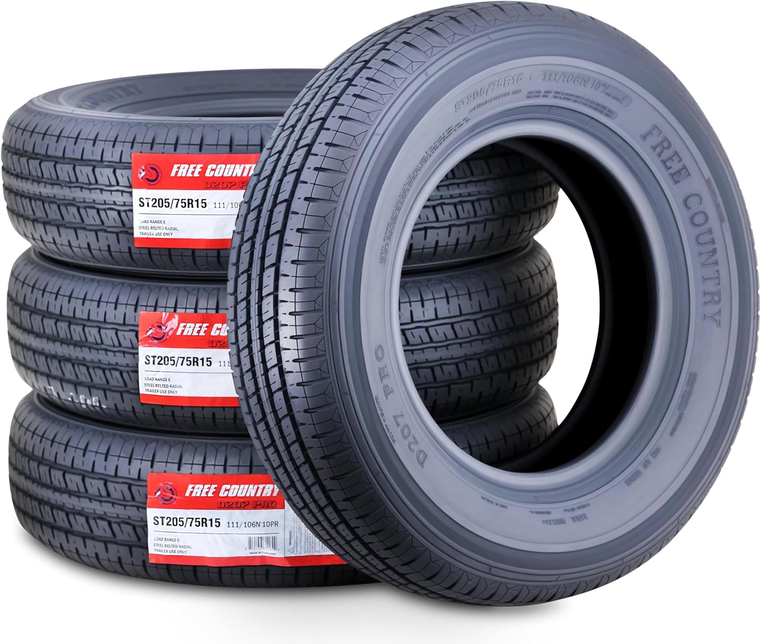 Set of 4 Heavy Duty Trailer Tires ST205/75R15 for Trailers